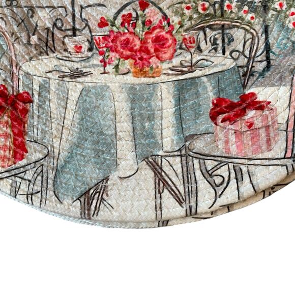 Nicole Miller Valentines Day Placemats 15" Round Paris Eiffel Tower Set of 4 New - Picture 5 of 12